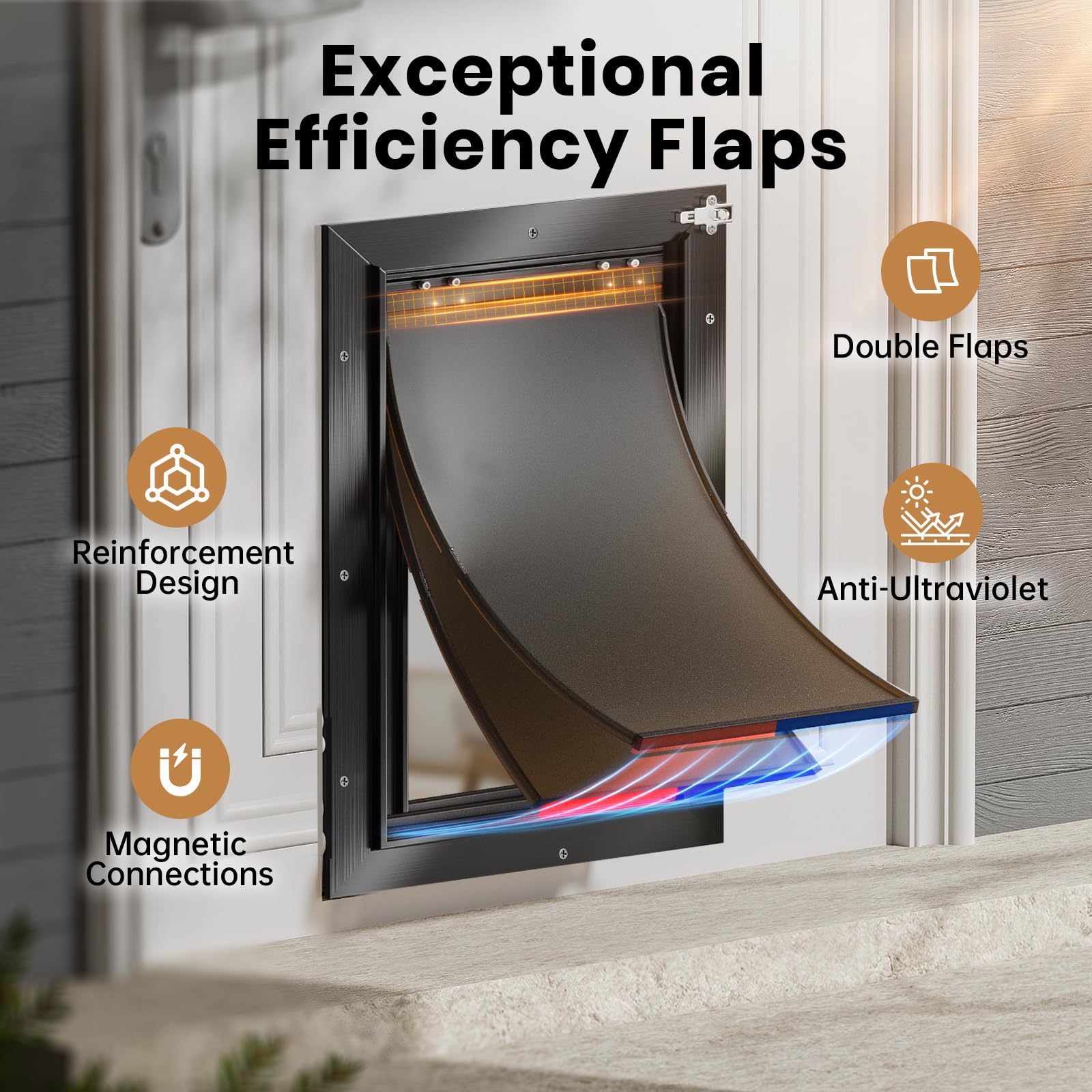 VOSOIR XL dog door flap opening 23.7 x 16.2 inches enables easy access for large dogs