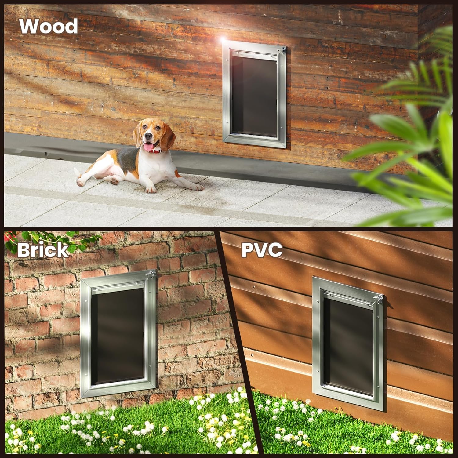 Telescoping tunnel on VOSOIR cat door ensures a snug wall fit