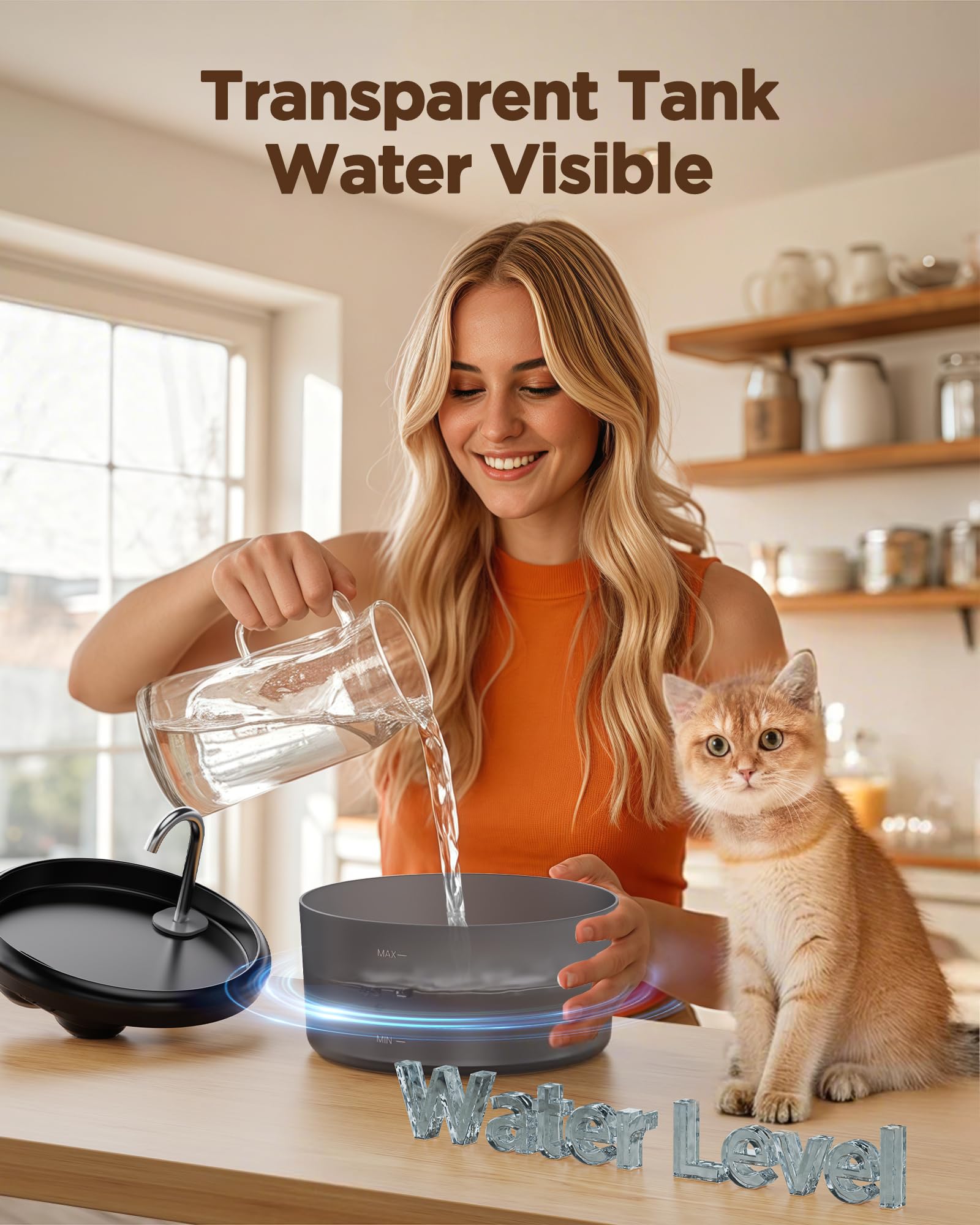 VOUAAOOD cat fountain easy-clean design simplifies maintenance
