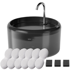 VOUAAOOD cat water fountain top view highlights the 2.4L reservoir for extended hydration.
