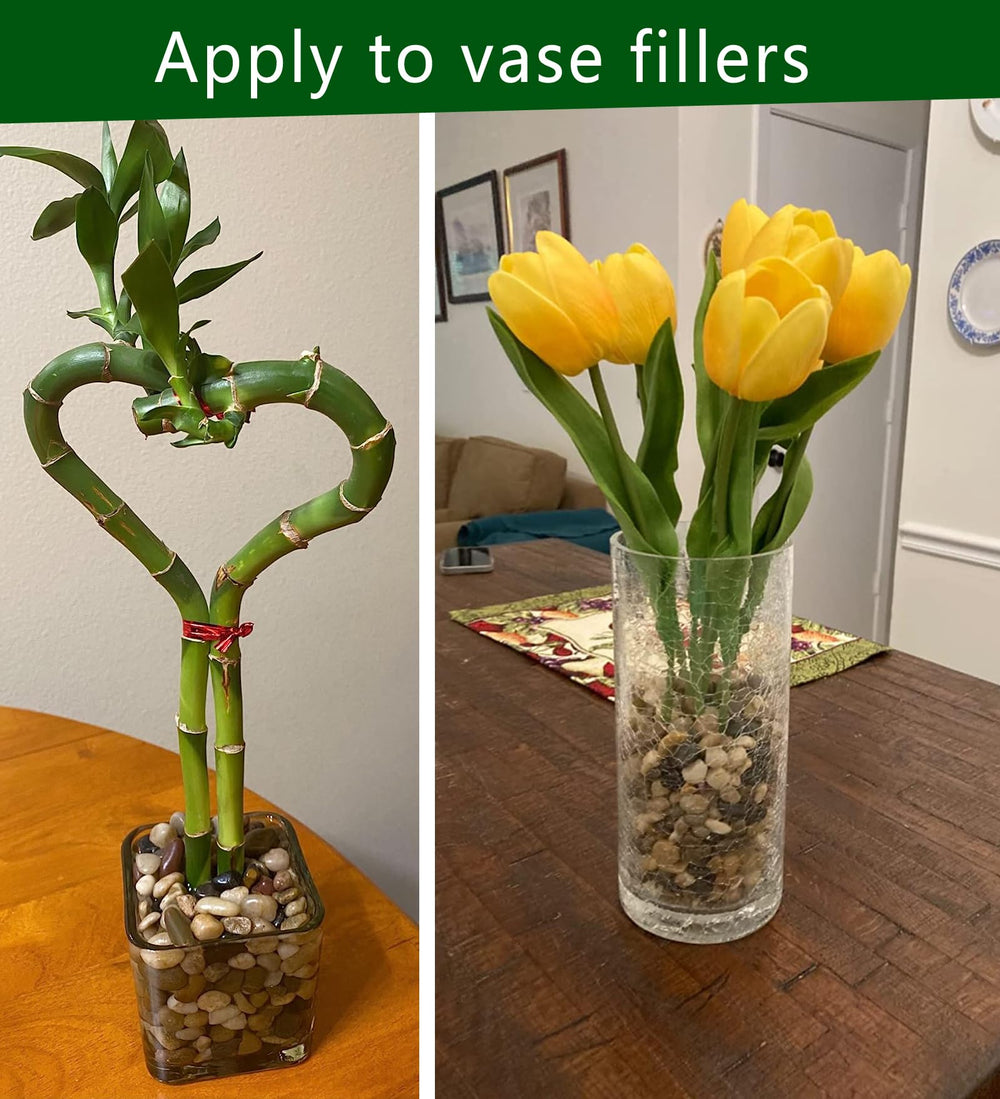 Voulosimi River Rock Stones used as vase fillers for lasting centerpieces.