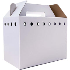 Vowcarol cardboard pet carrier for small animals with quick setup and ample ventilation.