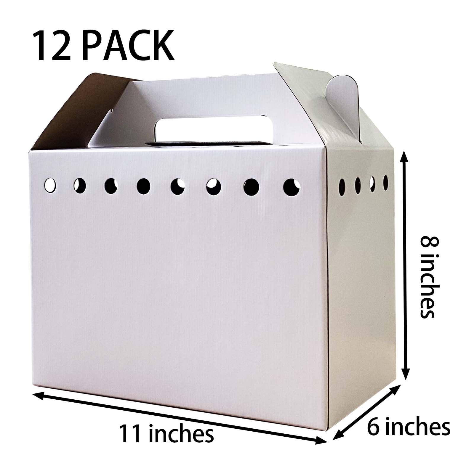 Vowcarol cardboard pet carrier showing ventilation holes for safe air flow.