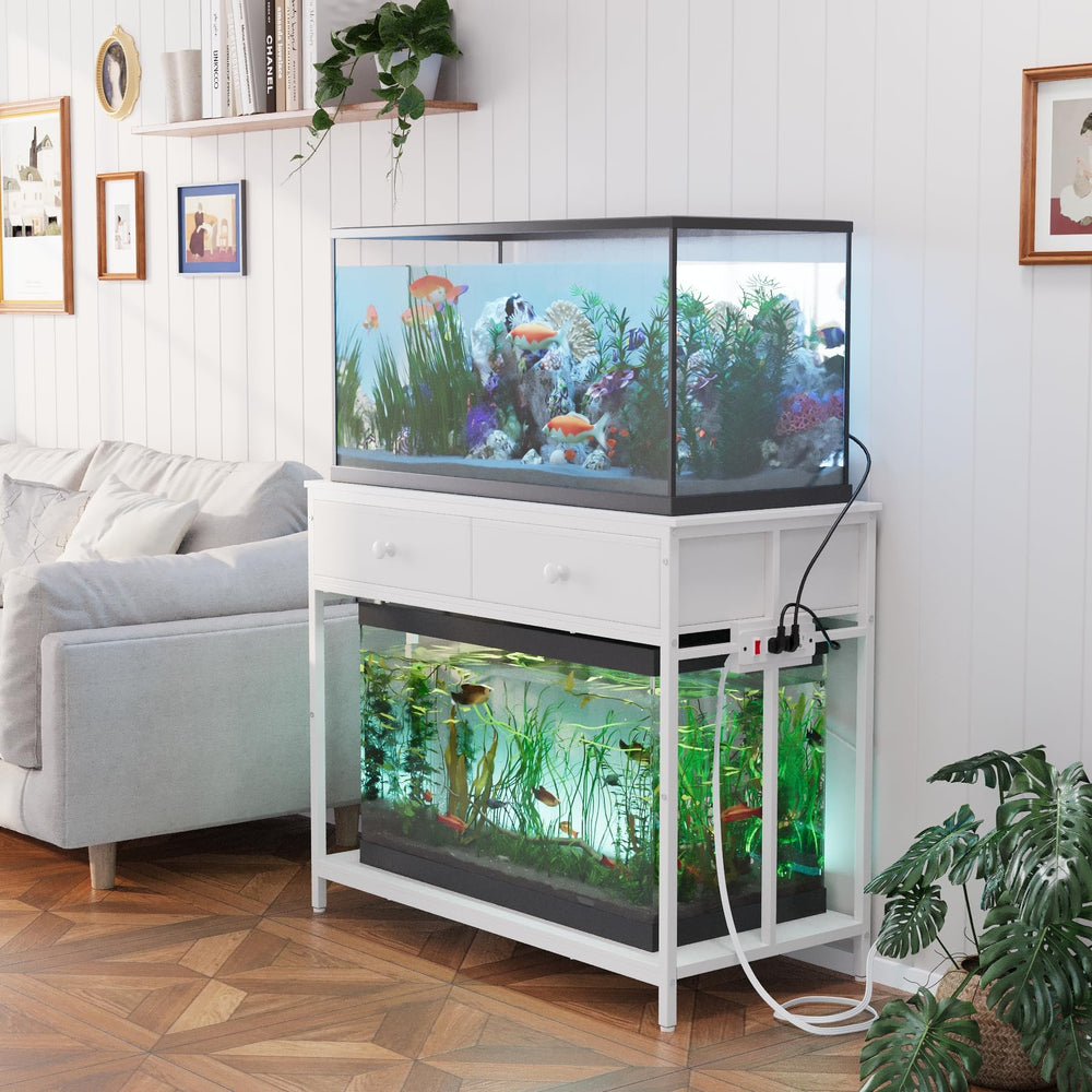 VOWNER 40 gallon stand front view with built-in outlets for tidy device control.