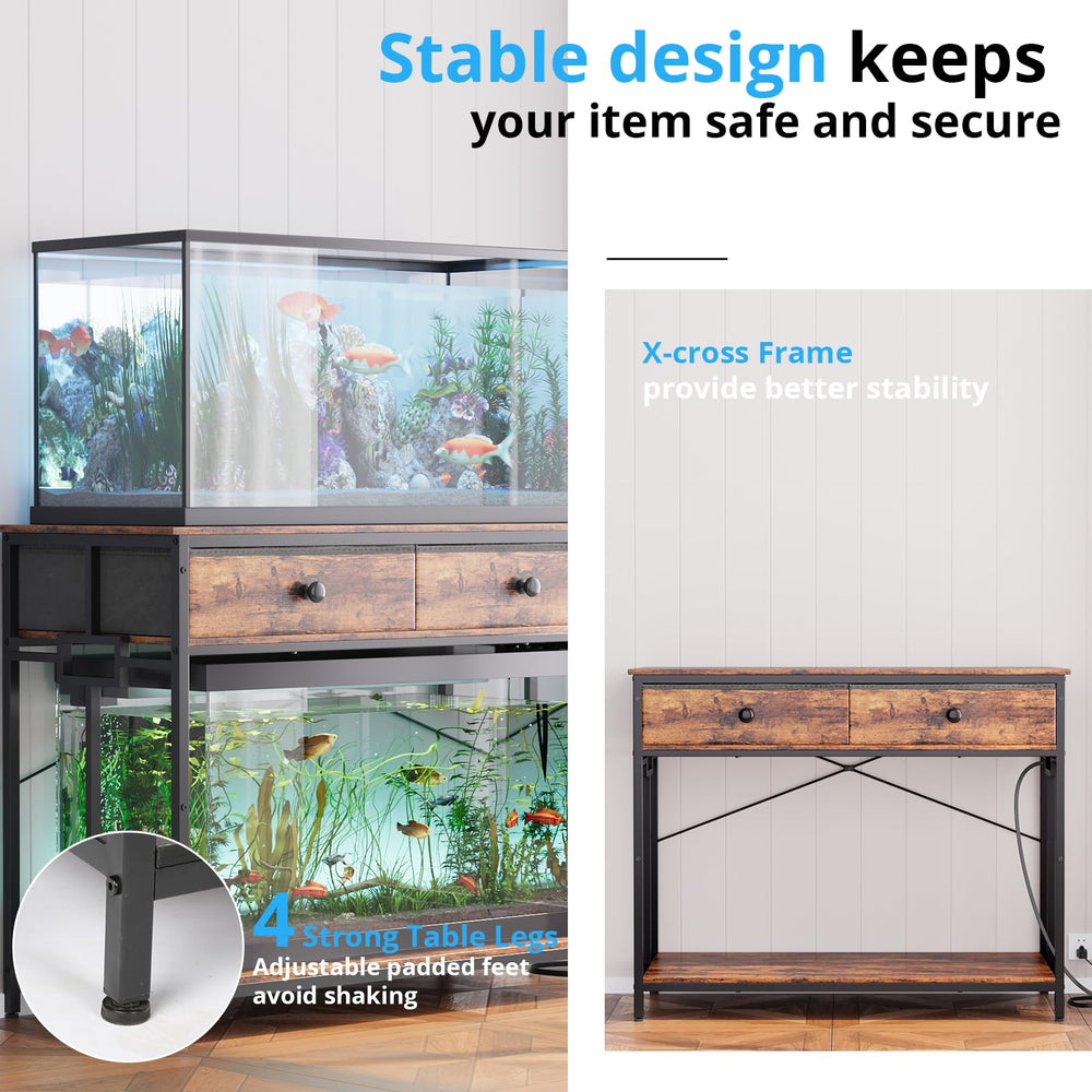 Adjustable feet on VOWNER stand stabilizing on uneven floor