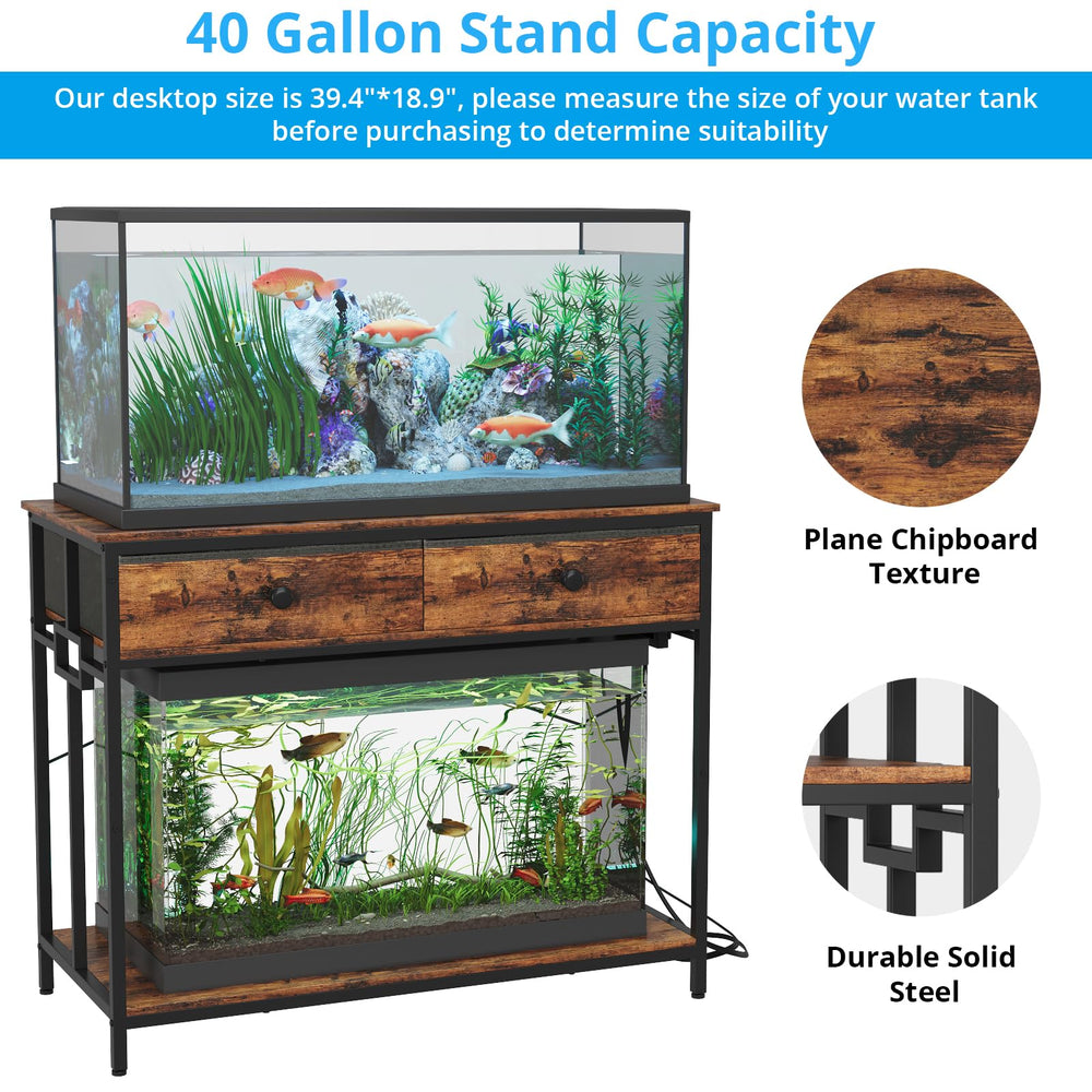 Top view of VOWNER stand dimensions for 40 gallon tank