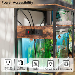 VOWNER stand illustrating reversible side shelves for flexible setup.