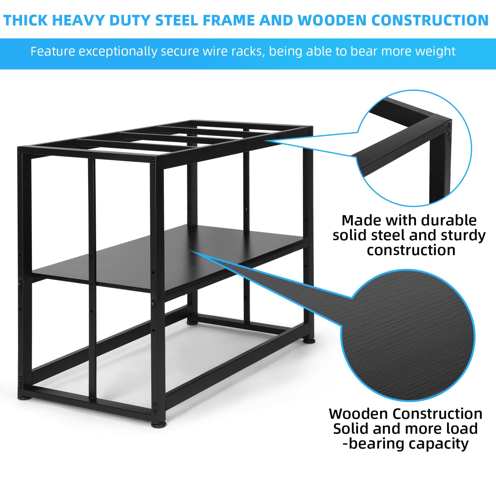 Stable feet with levelers ensure a balanced setup on uneven floors.