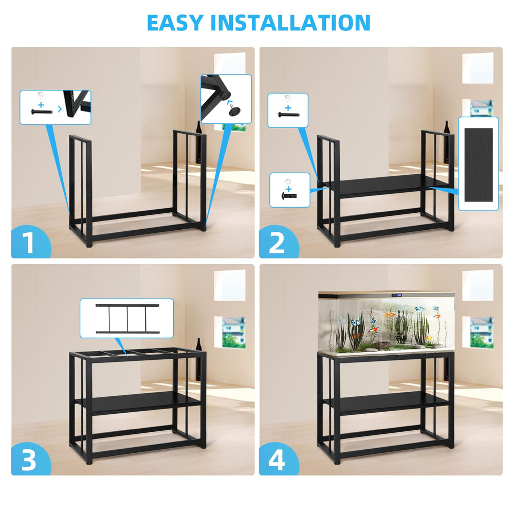 Black finish complements home or office spaces with tanks.