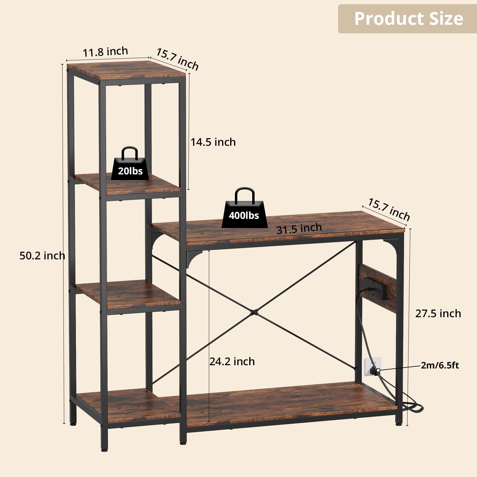 VOWNER stand showing two-tier desktop design for multiple tanks or gear.
