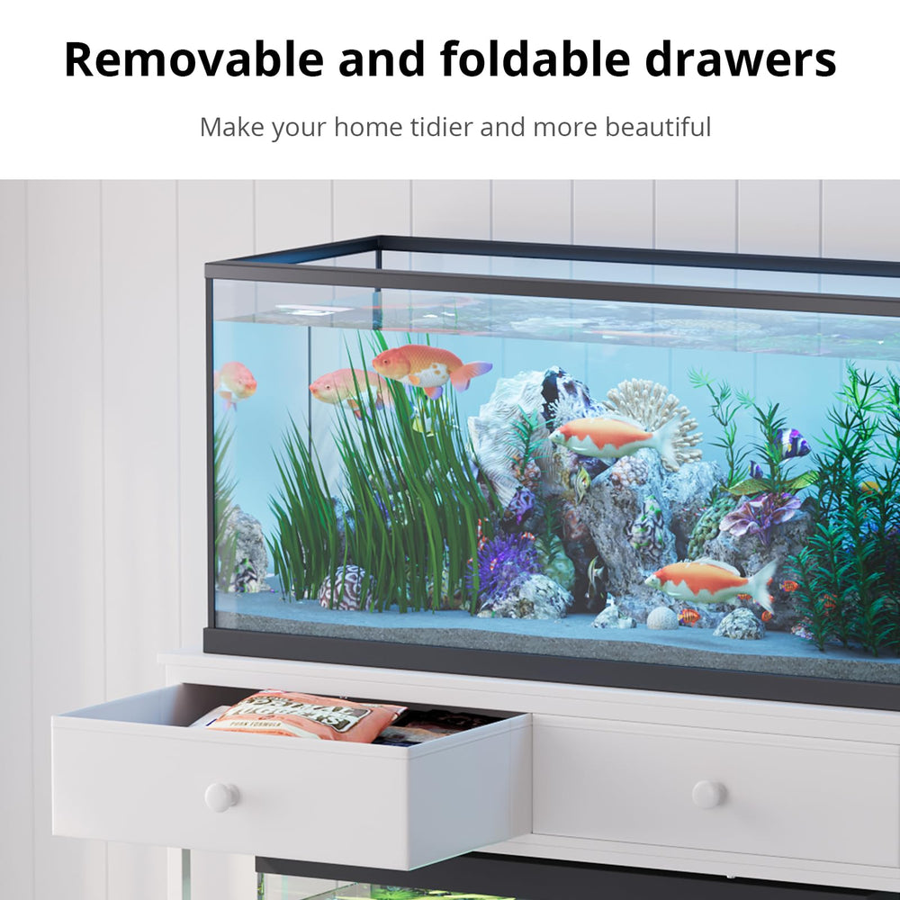 VOWNER two-tier design demonstrates top aquarium and bottom reptile tank compatibility.