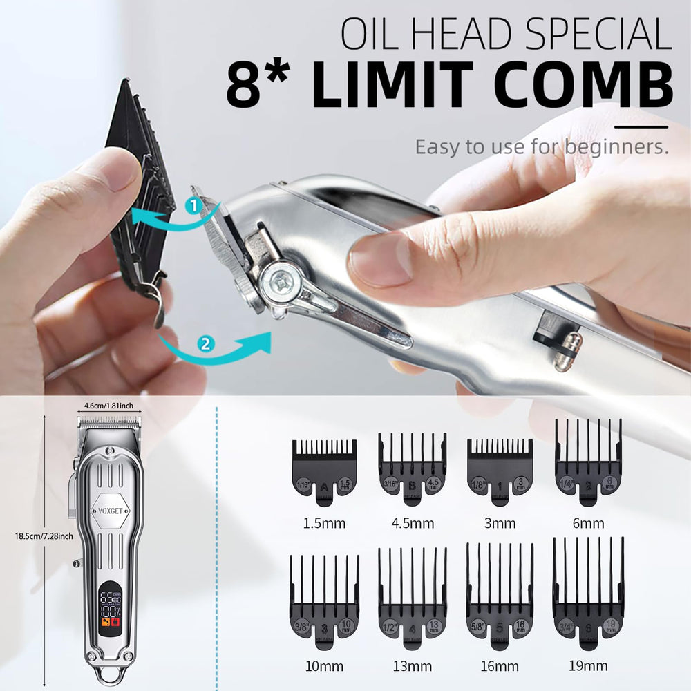 VOXGET clippers show LCD battery level for uninterrupted grooming