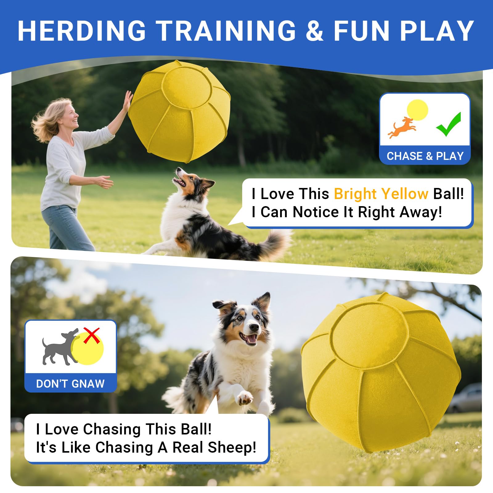 VOXGET Herding Ball detachable cover close-up shows double-layer protection.