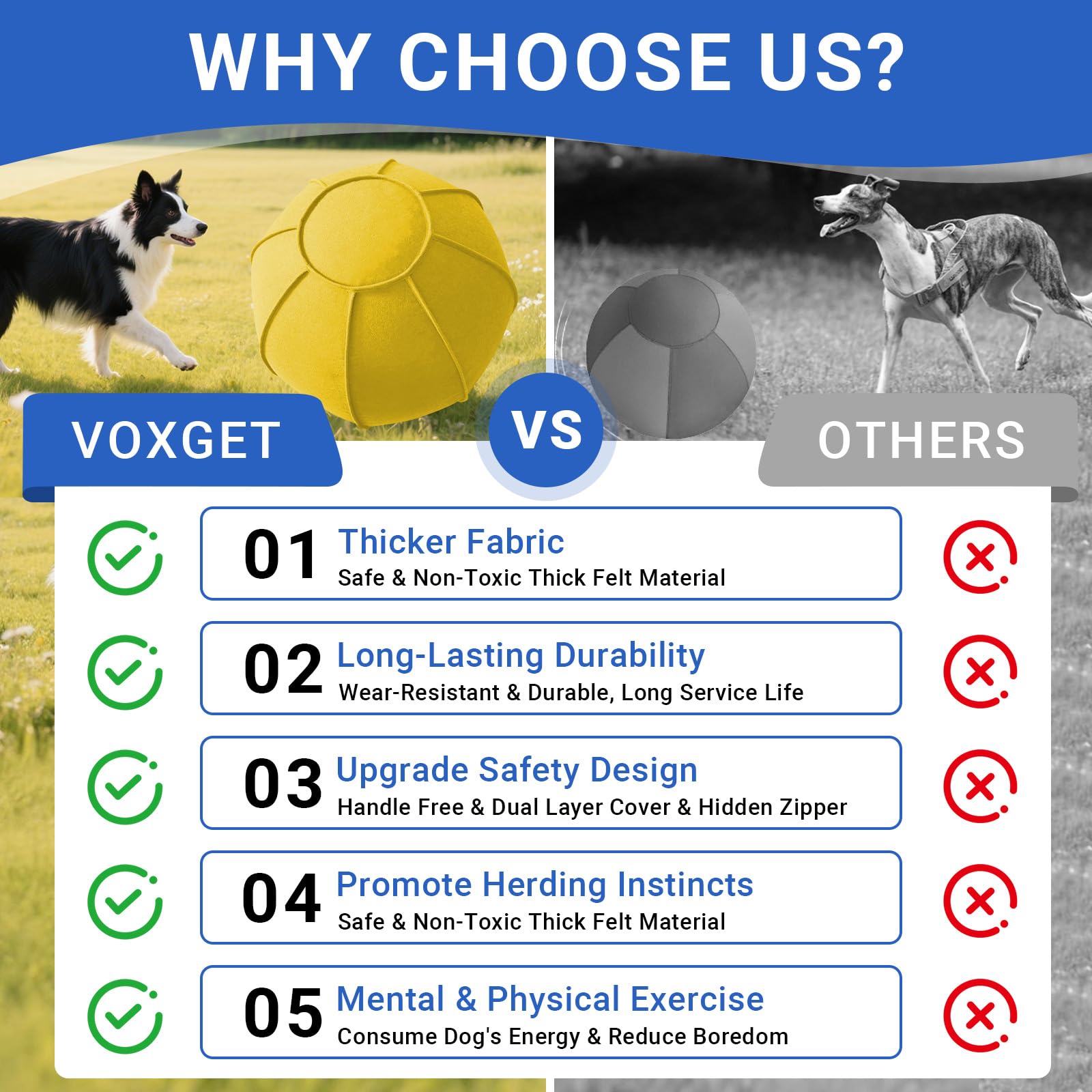 VOXGET Ball puncture-resistant core with slow deflation for safe play.