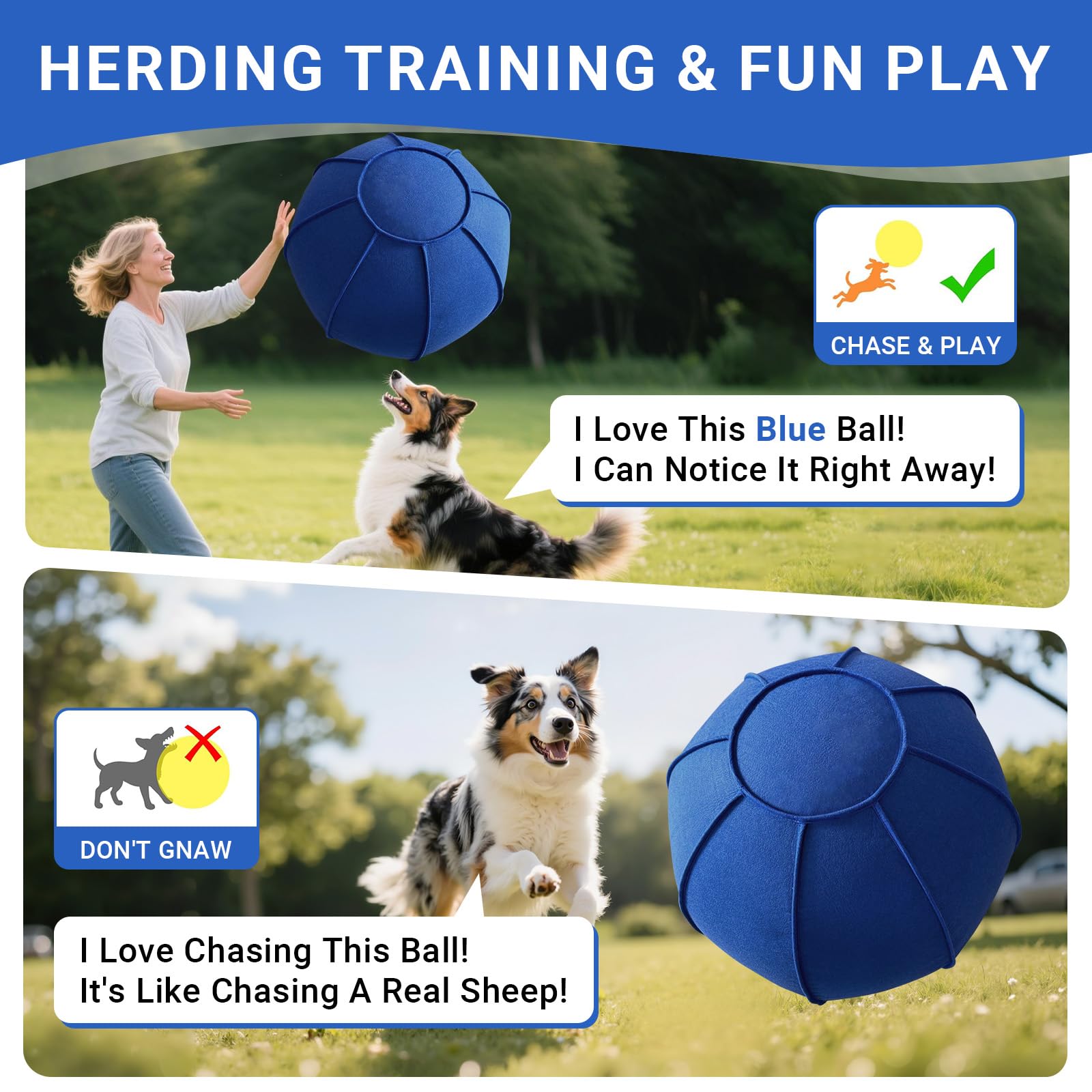 VOXGET 25-inch ball with washable cover shields against bites during rugged play.