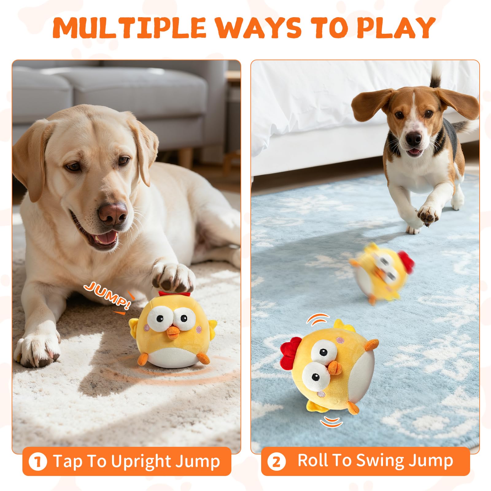 VOXGET squeaky ball inside visible during play motivates dogs to chase.