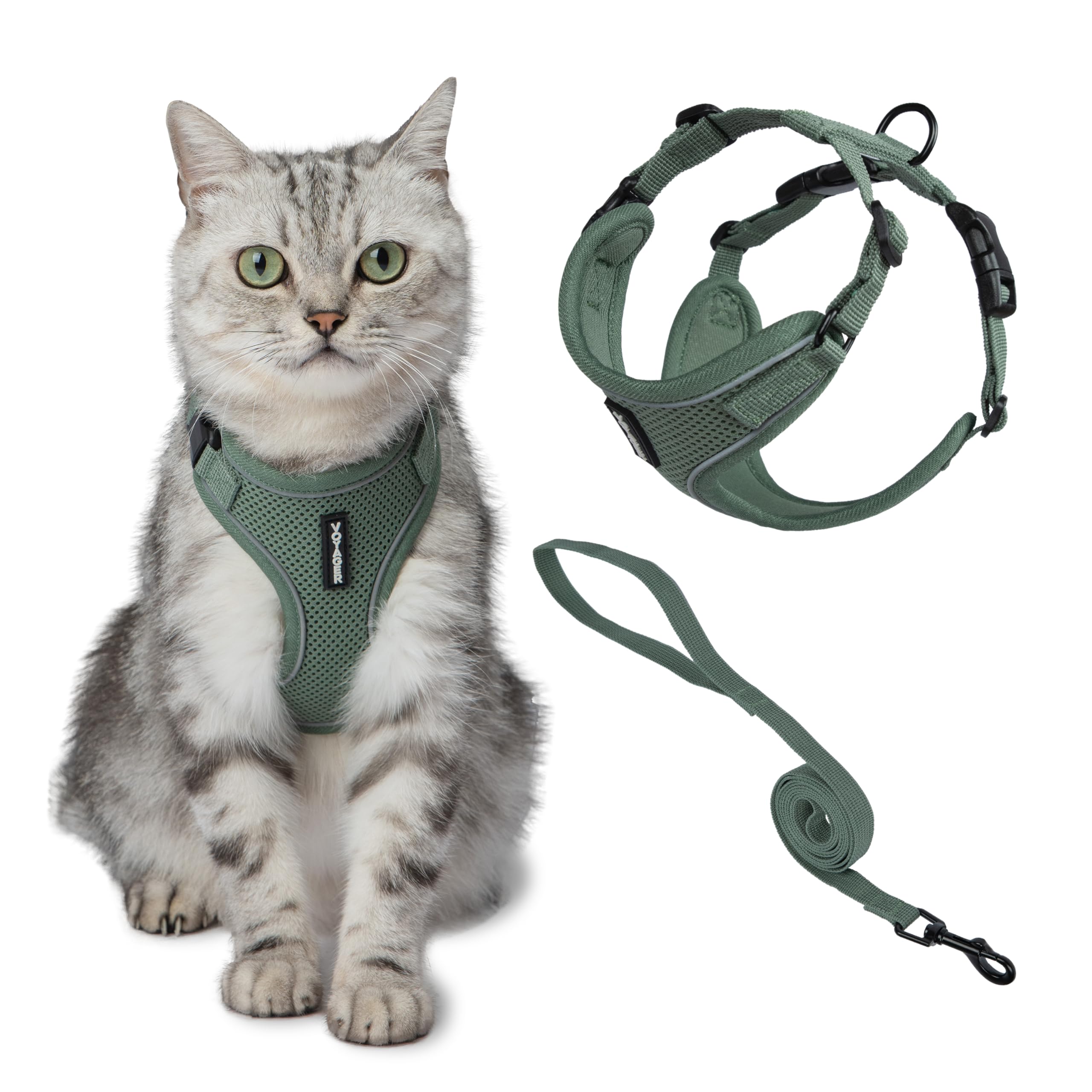 Best Pet Supplies Voyager harness moss green step-in for a secure escape-proof fit.