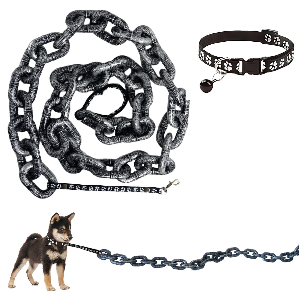 VQARCH 6ft funny dog leash with giant plastic chain for playful walks