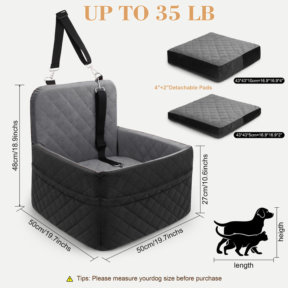 VSAPRDT pet car seat’s non-slip base keeps position on bumpy roads.