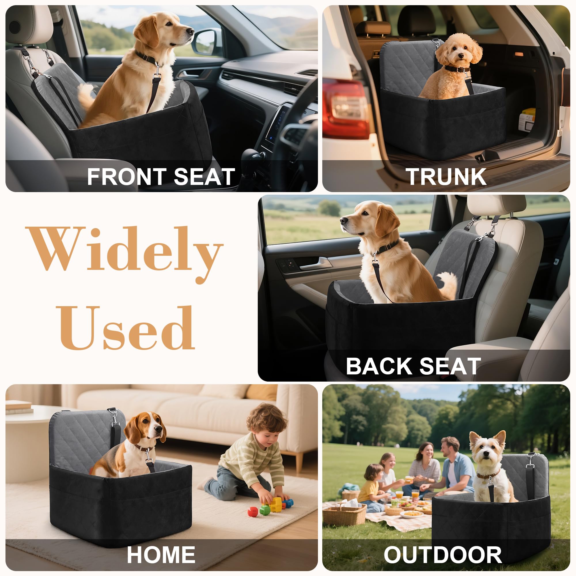 VSAPRDT dog car seat with detachable pads offers height options for different breeds.