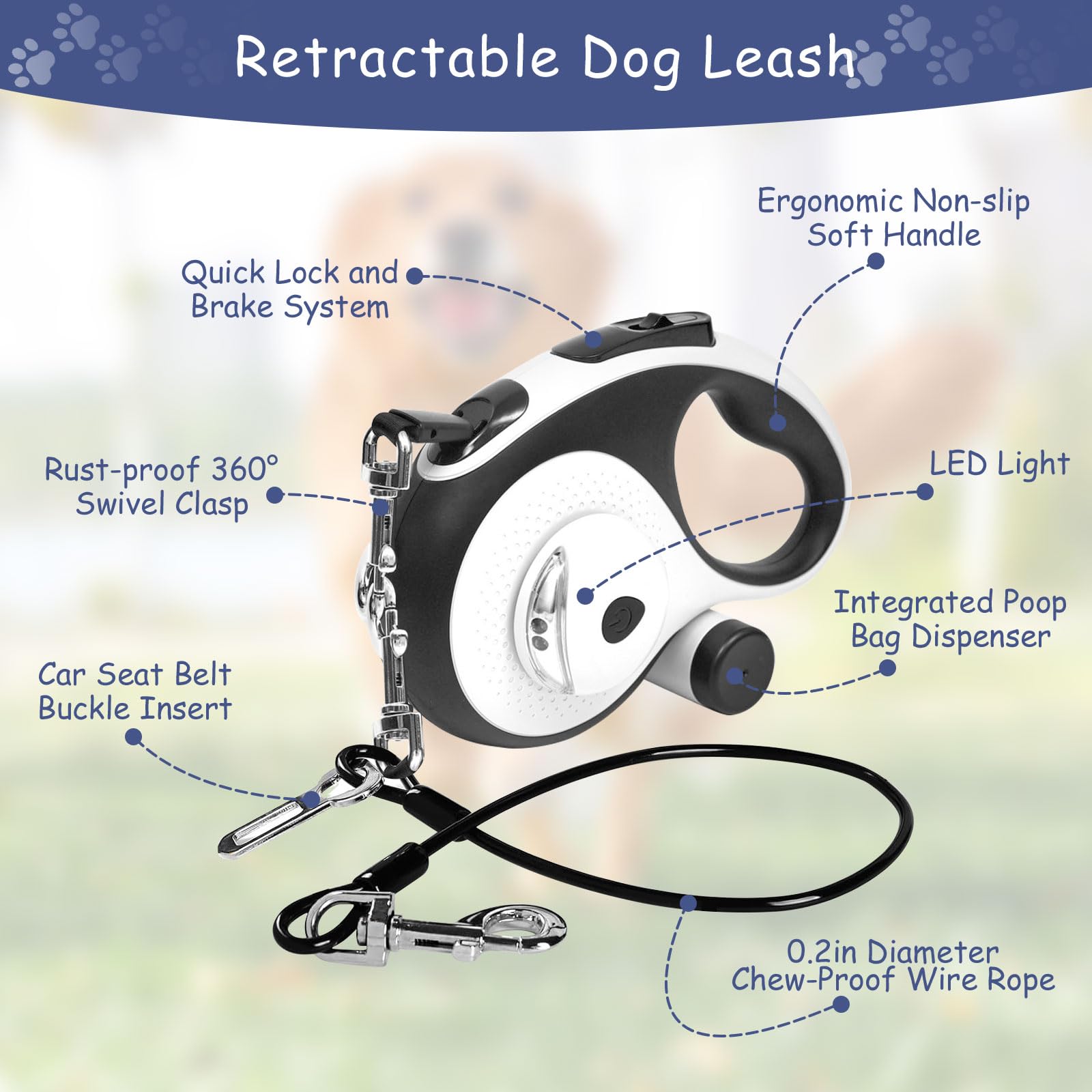 6-in-1 dispenser with bags included on VTOPVMAX leash
