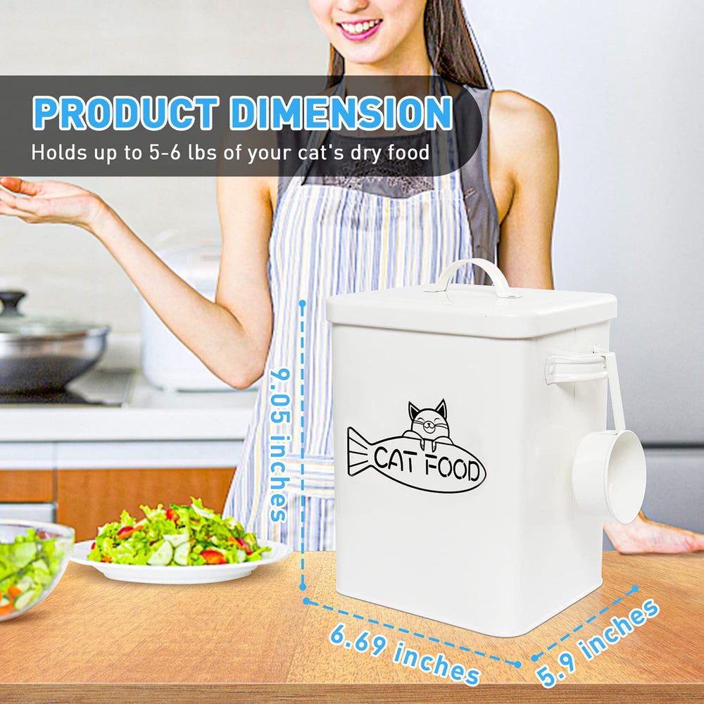 Vumdua pet food storage scoop hangs for quick, mess-free filling