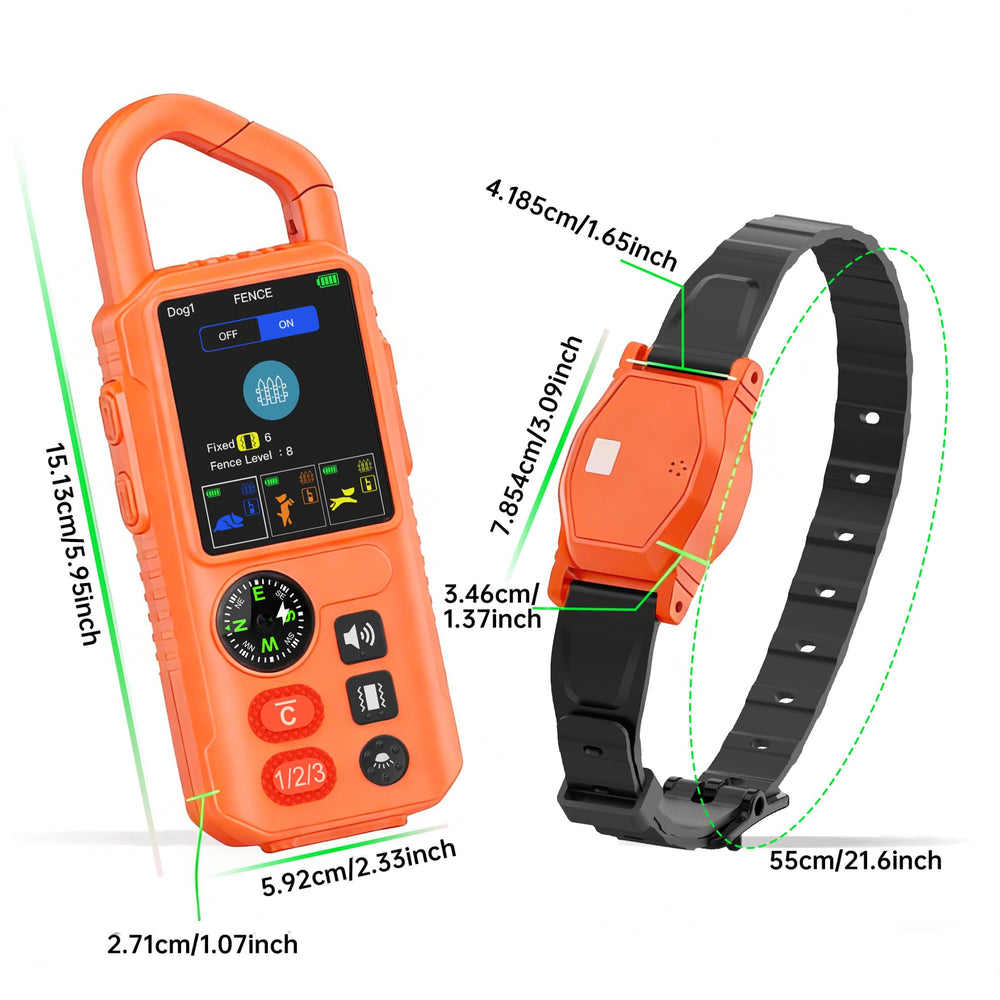 VUMXPE audible beep and vibration cues guide dogs safely.