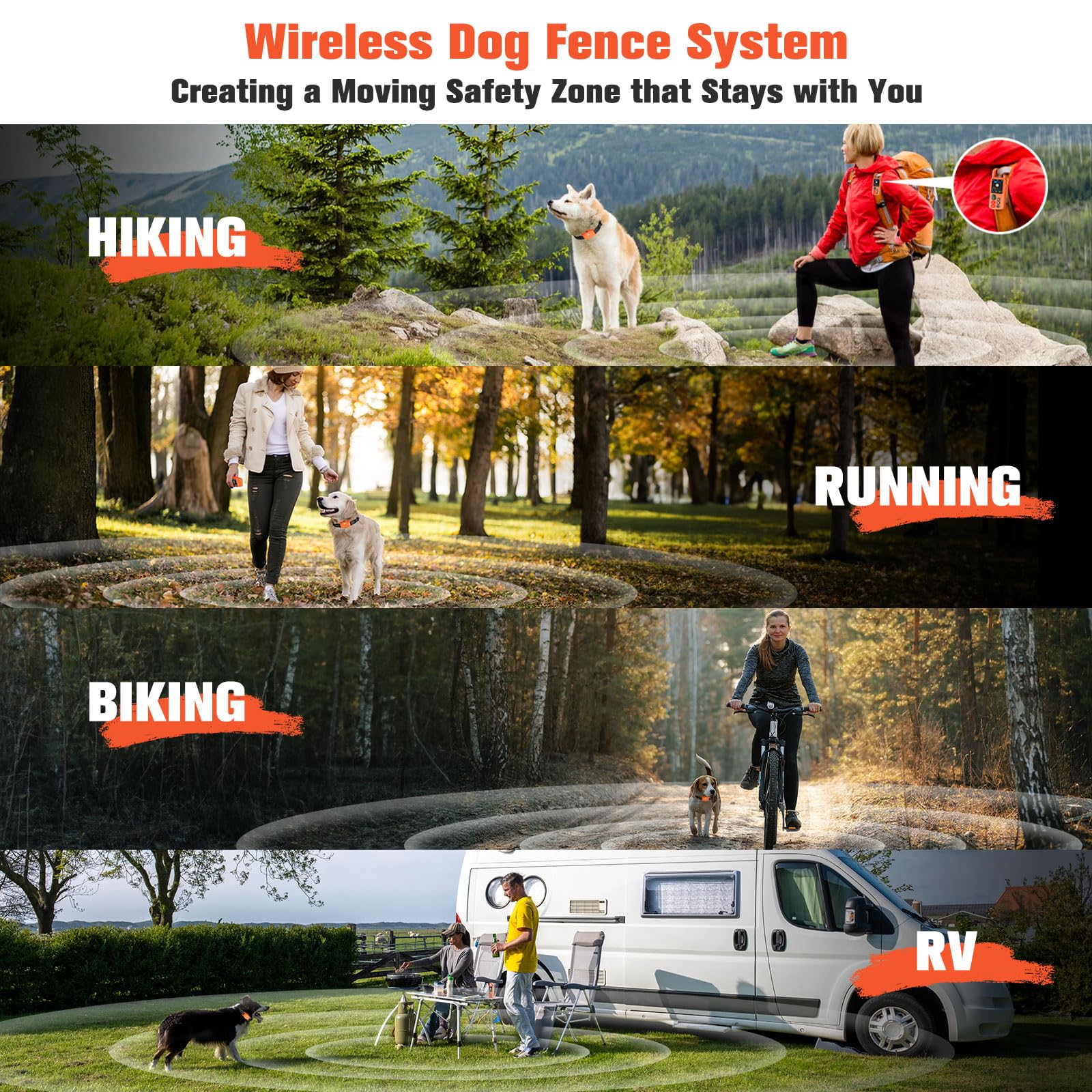 VUMXPE color TFT remote displays real-time status for both dogs at a glance.