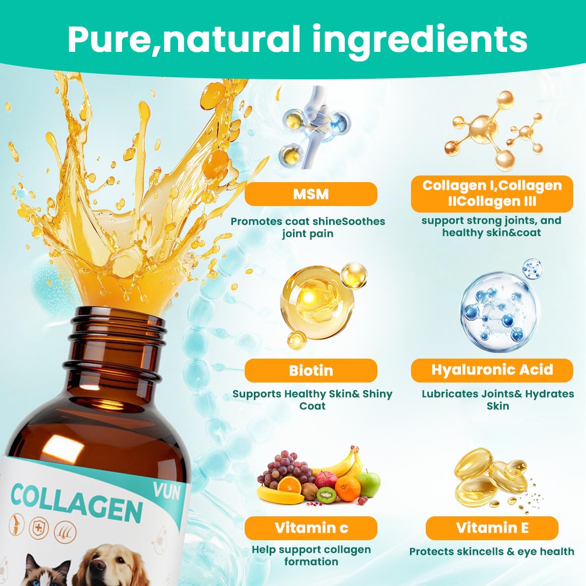 VUN Liquid Collagen Drops support gut health and immune resilience.