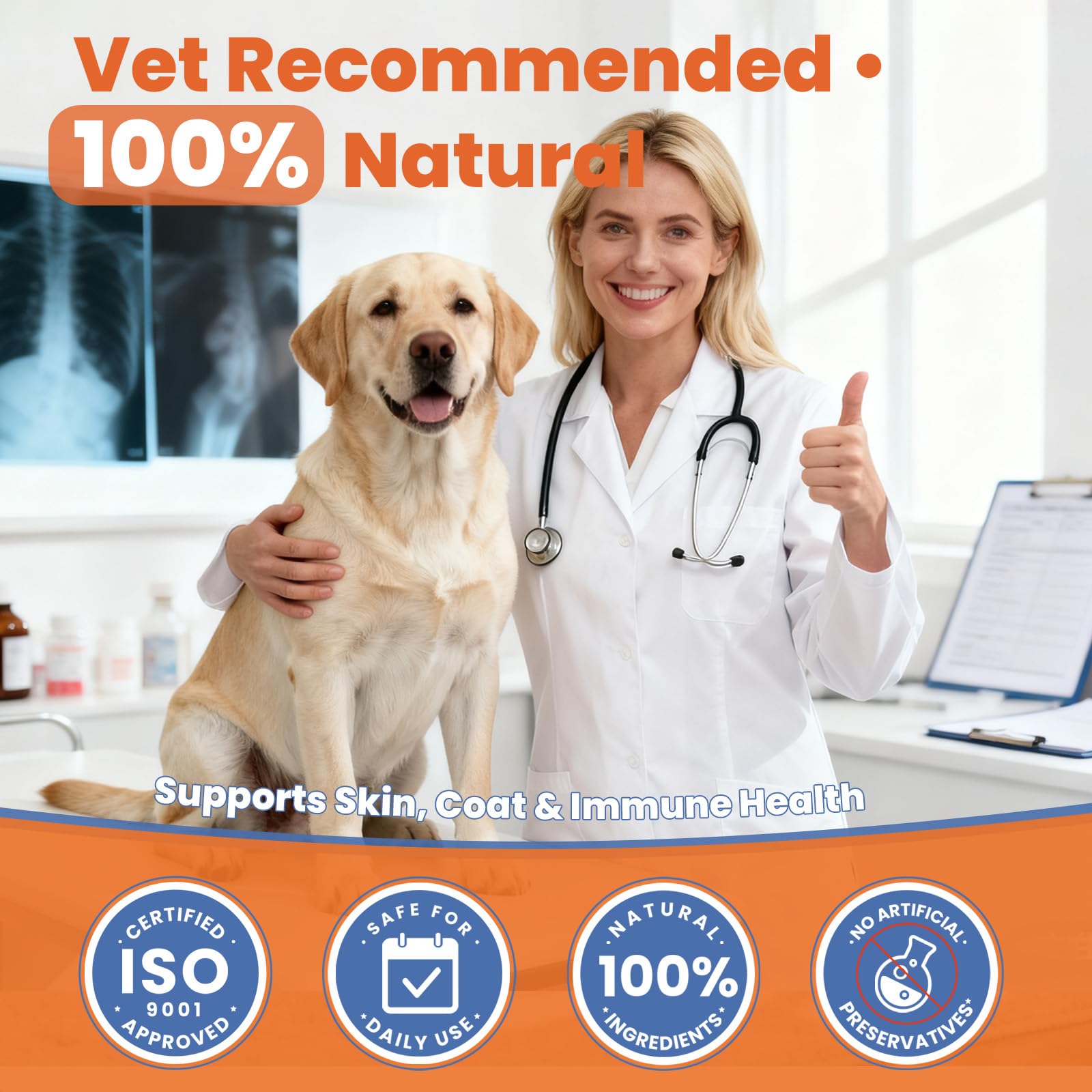 VUN Salmon Oil for Dogs active outdoors scene communicates energy and mobility support.