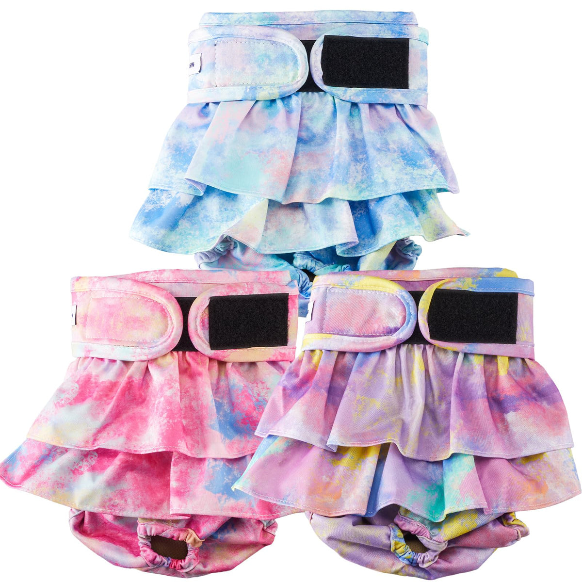 VUNCESSIN XXL dog diapers in stylish patterns for reusable everyday protection.