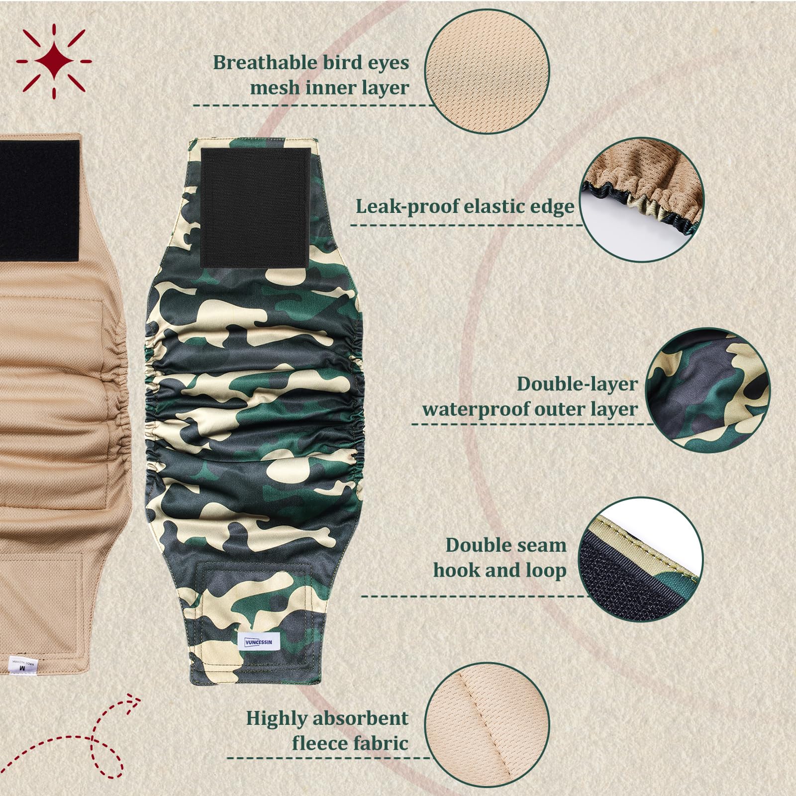 VUNCESSIN double-stitched Velcro closures keep the wrap securely in place.