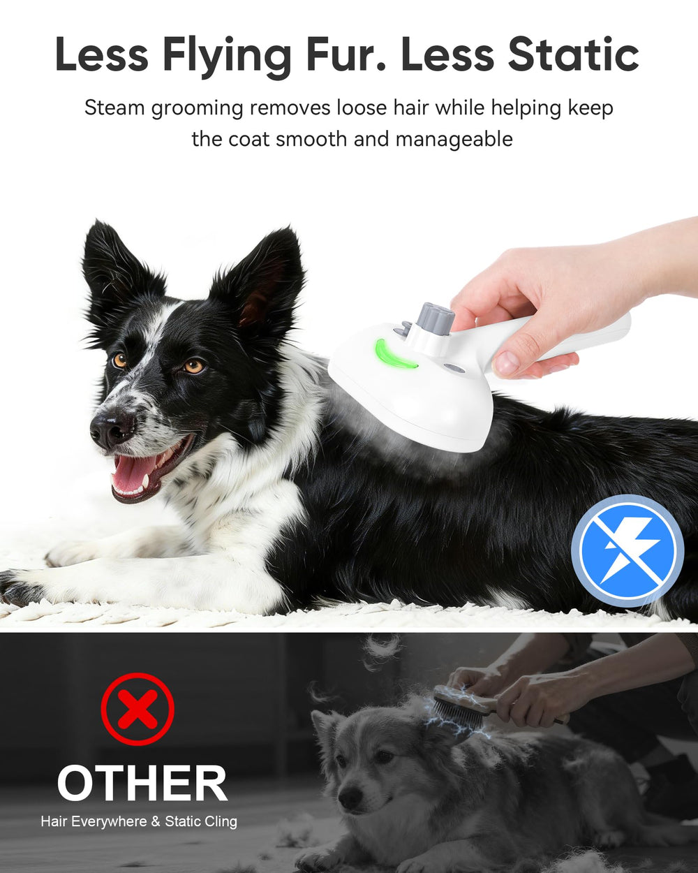 VVWVVW deshedding-brush removes loose fur efficiently
