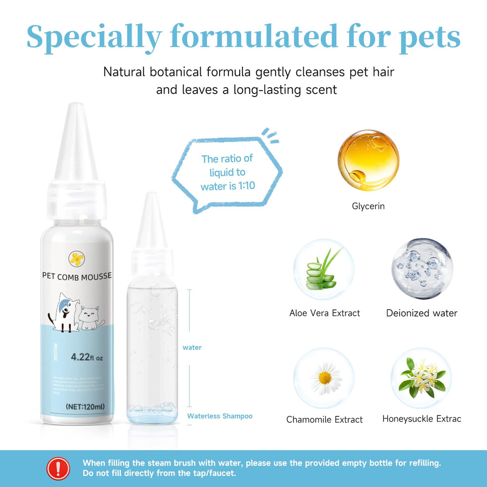 VVWVVW Pet Steam Brush spray feature demonstrates even mist for static reduction