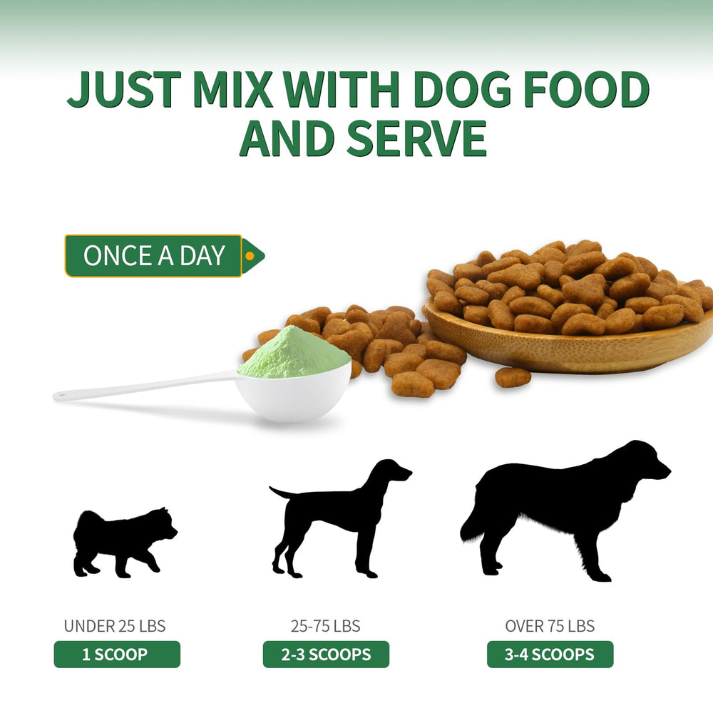 Dog enjoying a meal with Vyaji dental powder mixed in