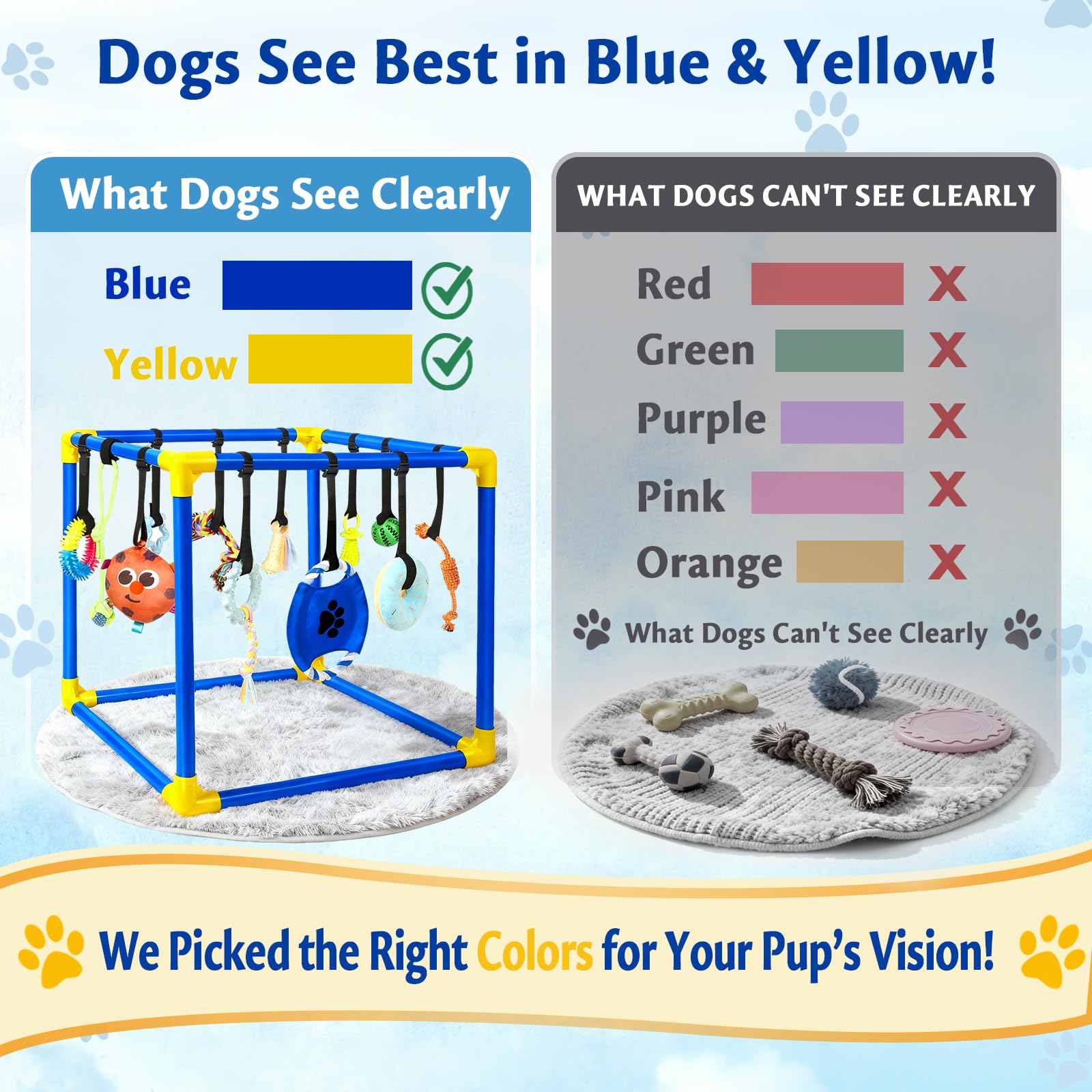 VYNALTIX Puppy Play Gym PVC frame with rounded edges for a safe play space