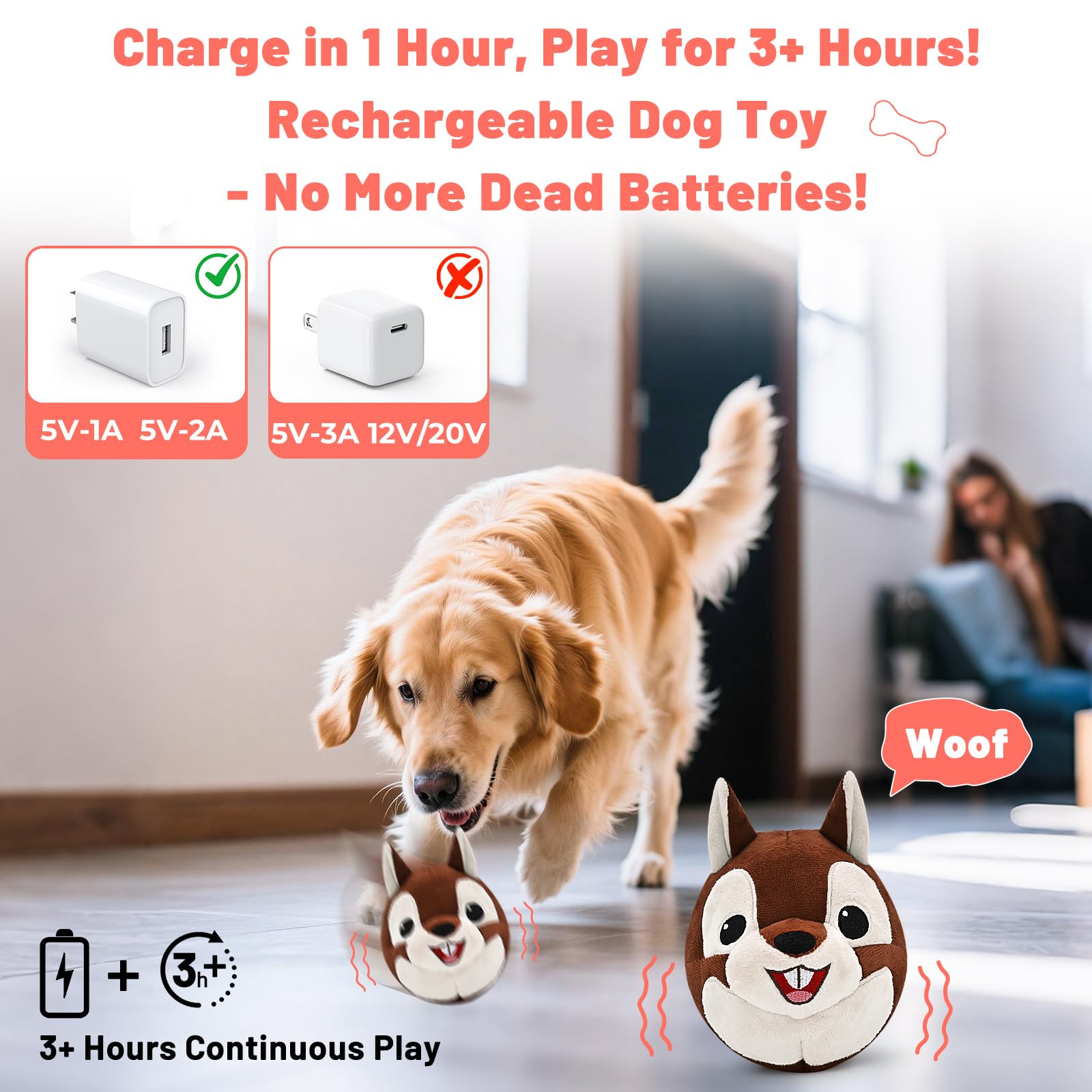 VYsTN indoor-play dog toy designed for dogs of all sizes.