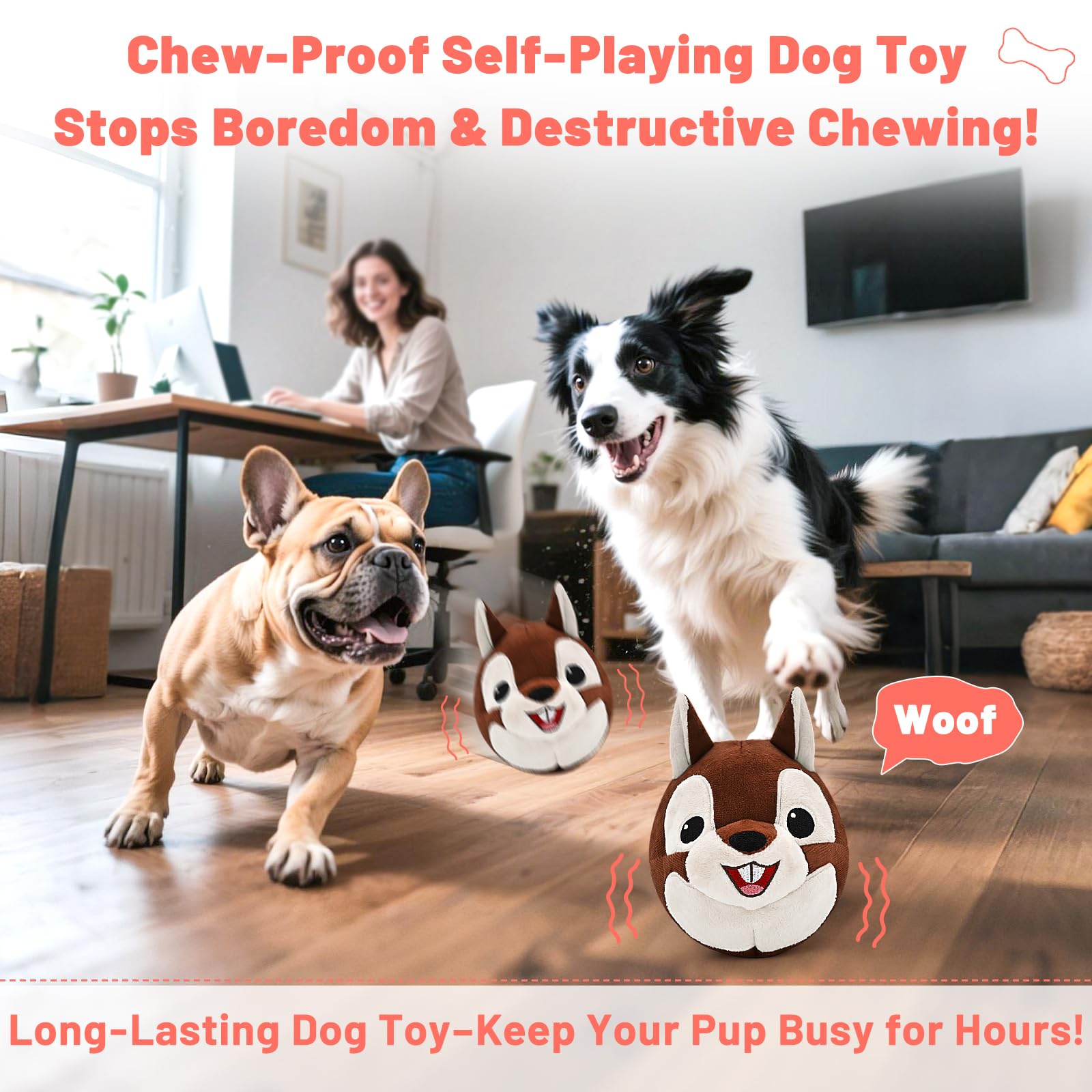 VYsTN rechargeable dog toy with USB charging for long play sessions.