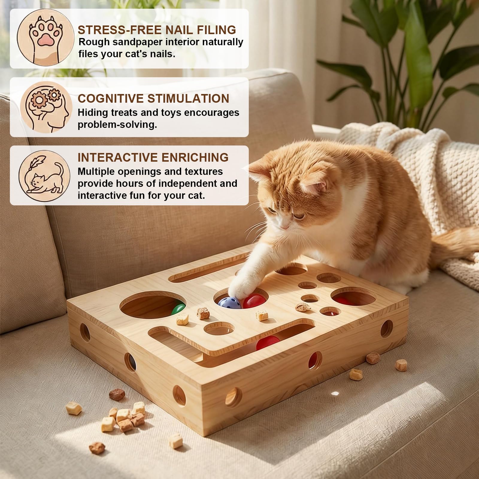 VYIUNKTE enrichment kit with three bell balls offers interactive fun.