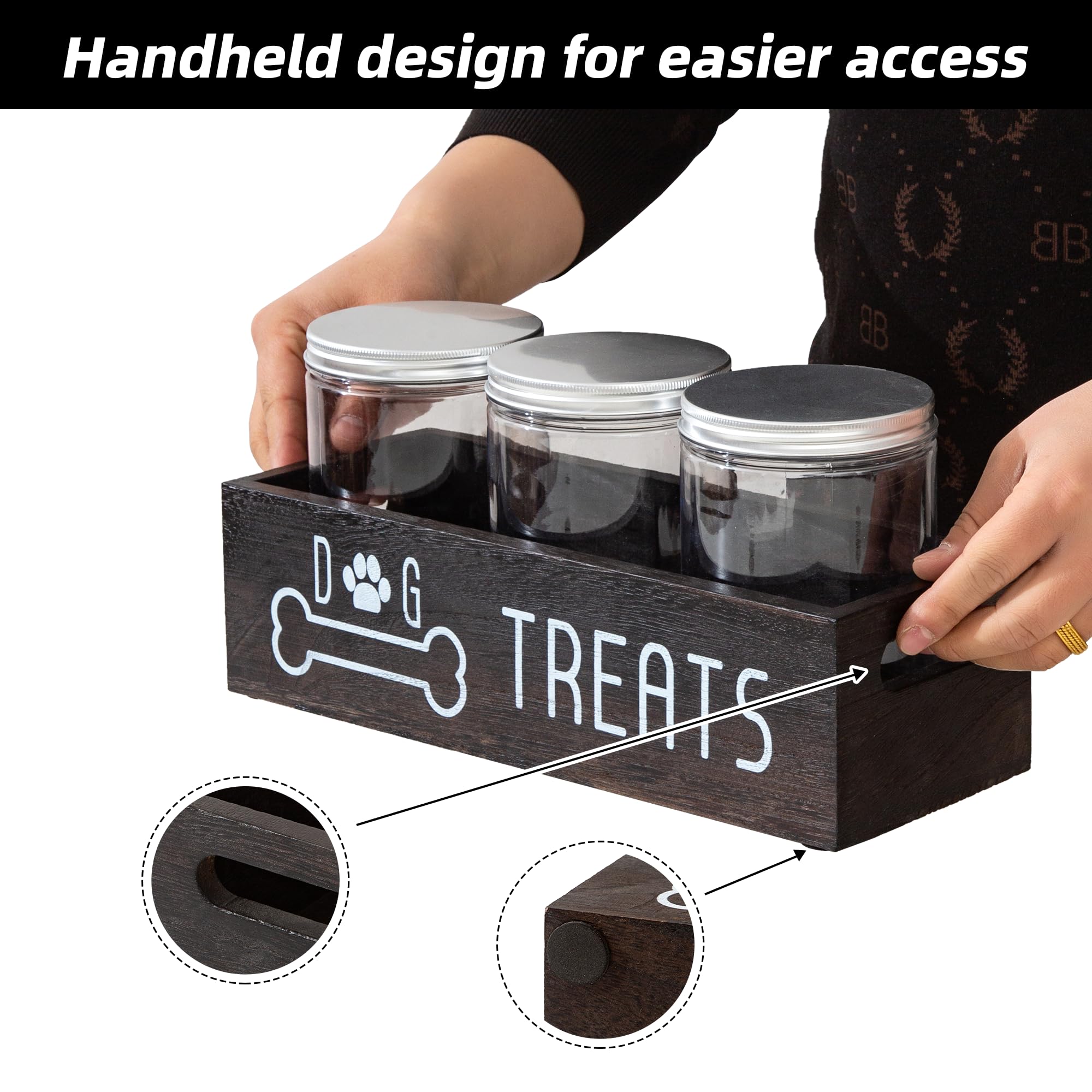 VZODESR three-jar storage showcases neatly organized treats and kibble.
