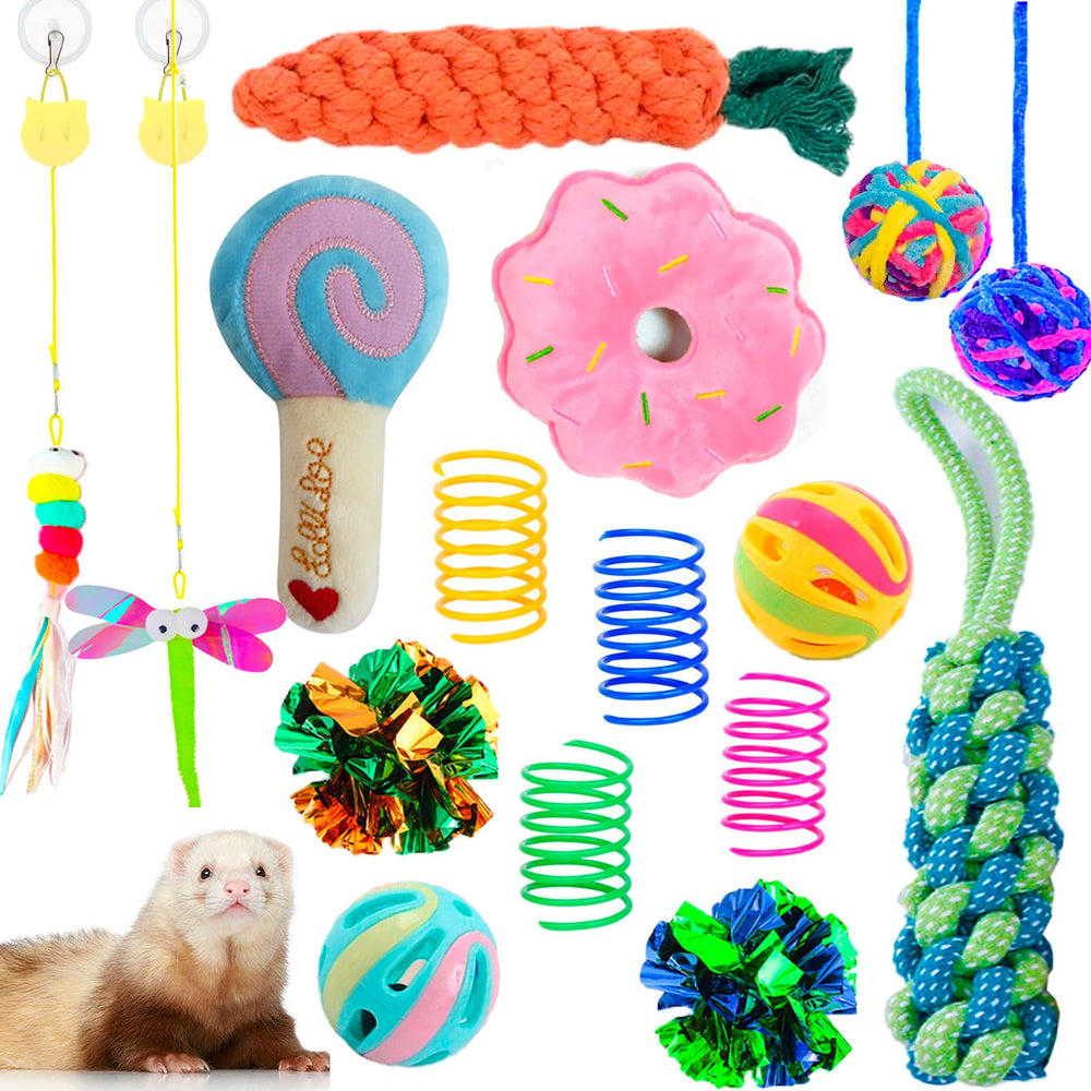 VZqola ferret enrichment 16-pack variety toys for active play