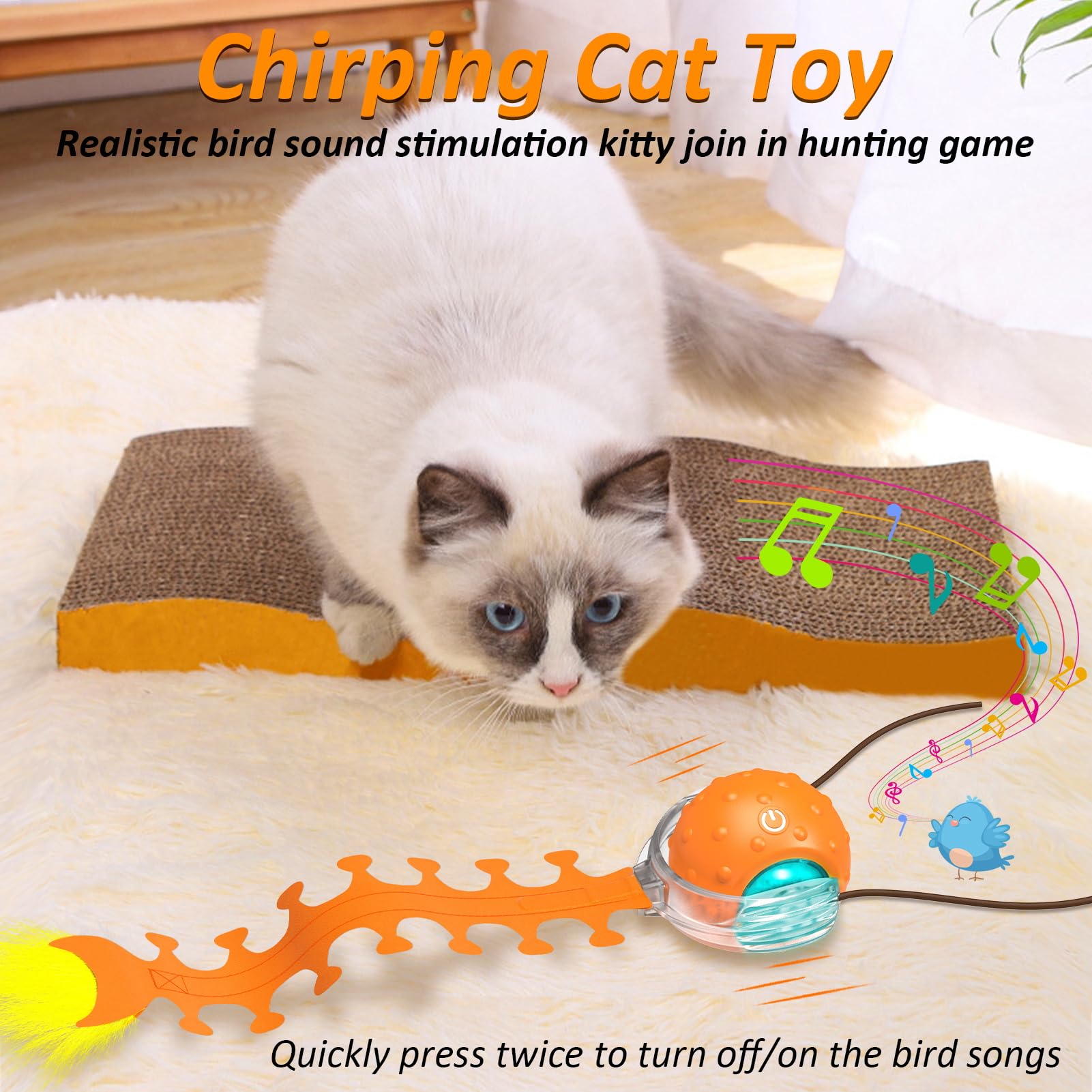Waaiio bird chirping sound invites pursuit and interactive play.