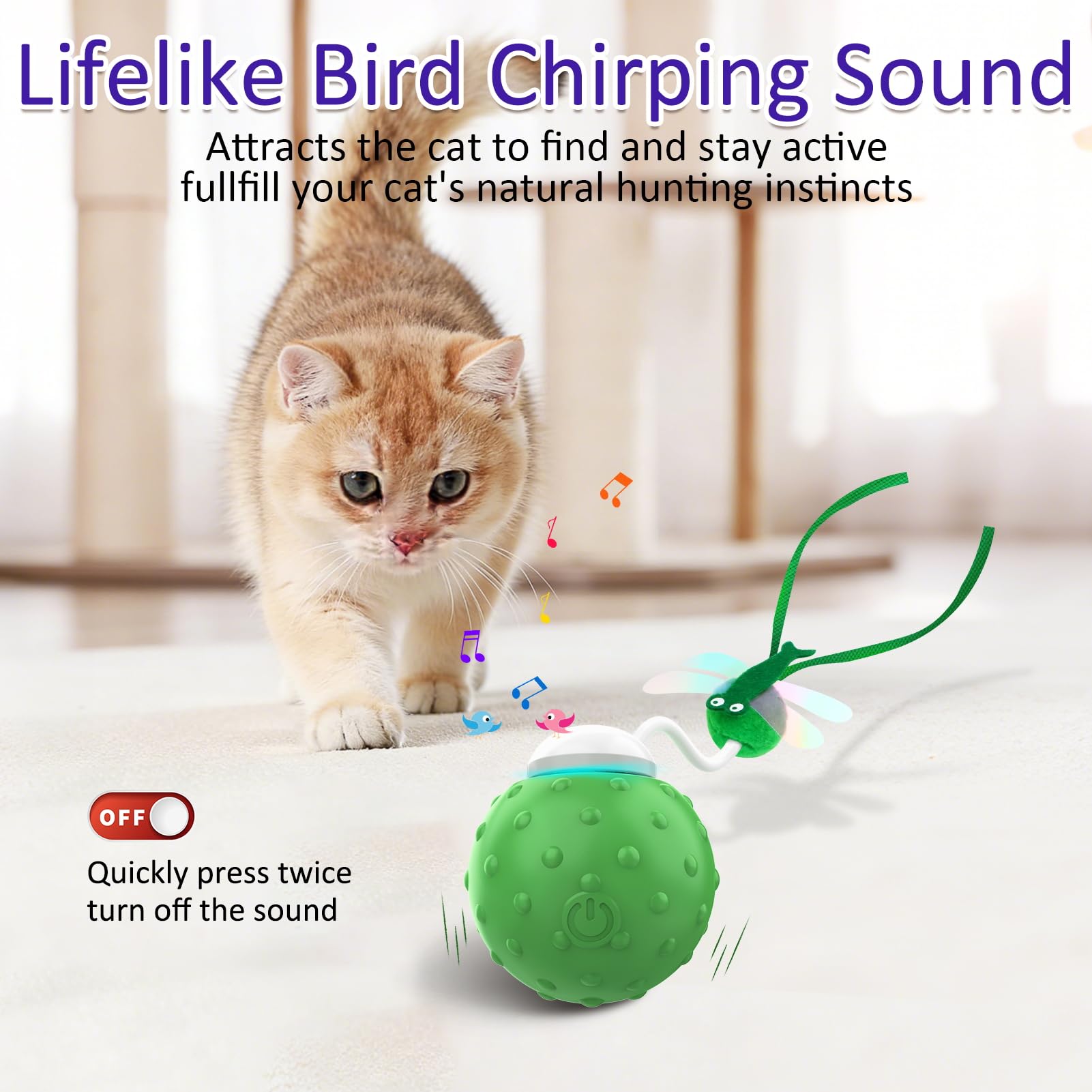 Waaiio Interactive Cat Ball blue mode offers gentle play for timid cats