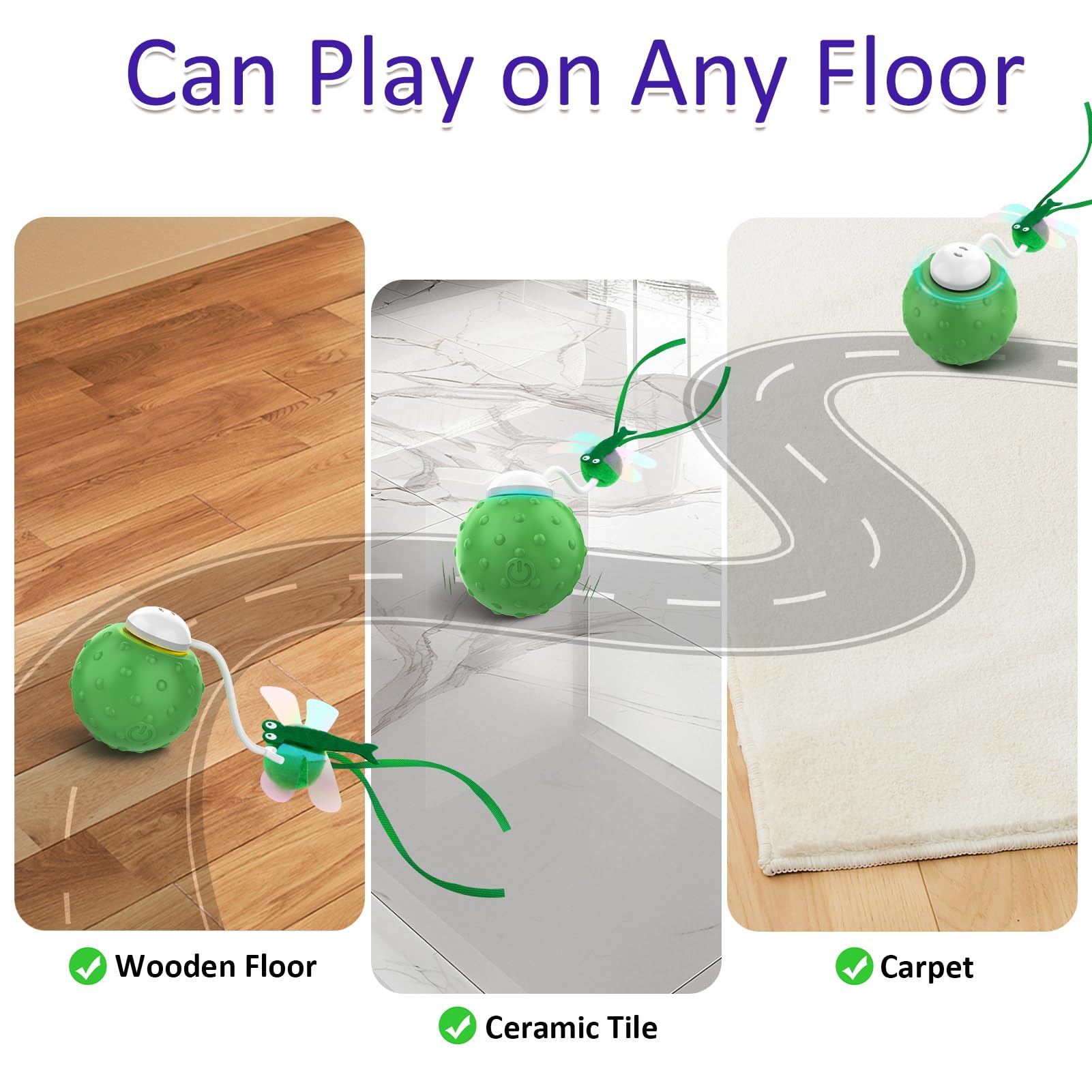 Waaiio Cat Ball charges via USB-C for quick, convenient power