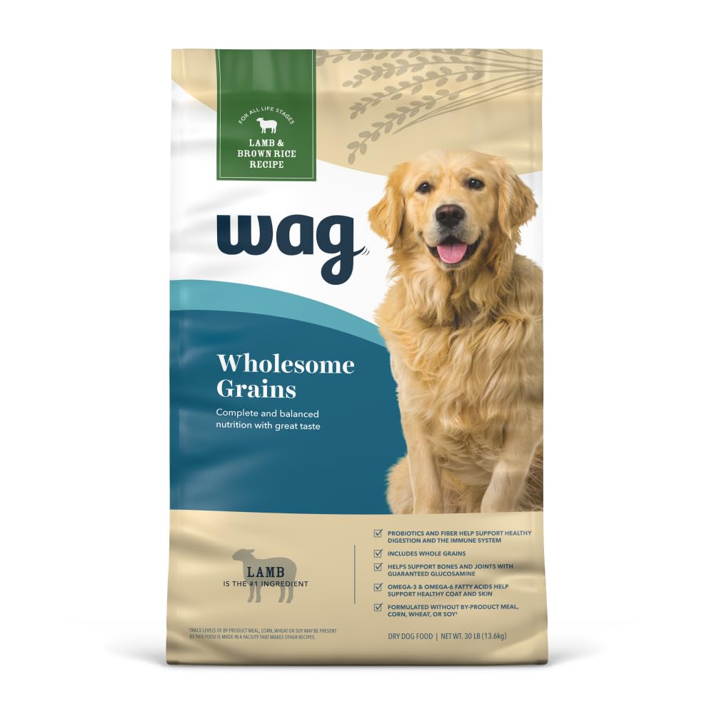 WAG adult dry dog food with lamb first ingredient for balanced nutrition