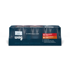 WAG Pate wet dog food variety pack cans with real meat as the #1 ingredient.