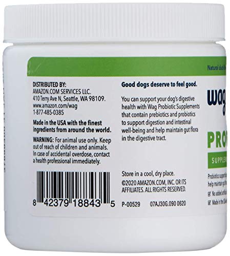 WAG Probiotic Dog Chews natural duck flavor closeup aids digestive comfort