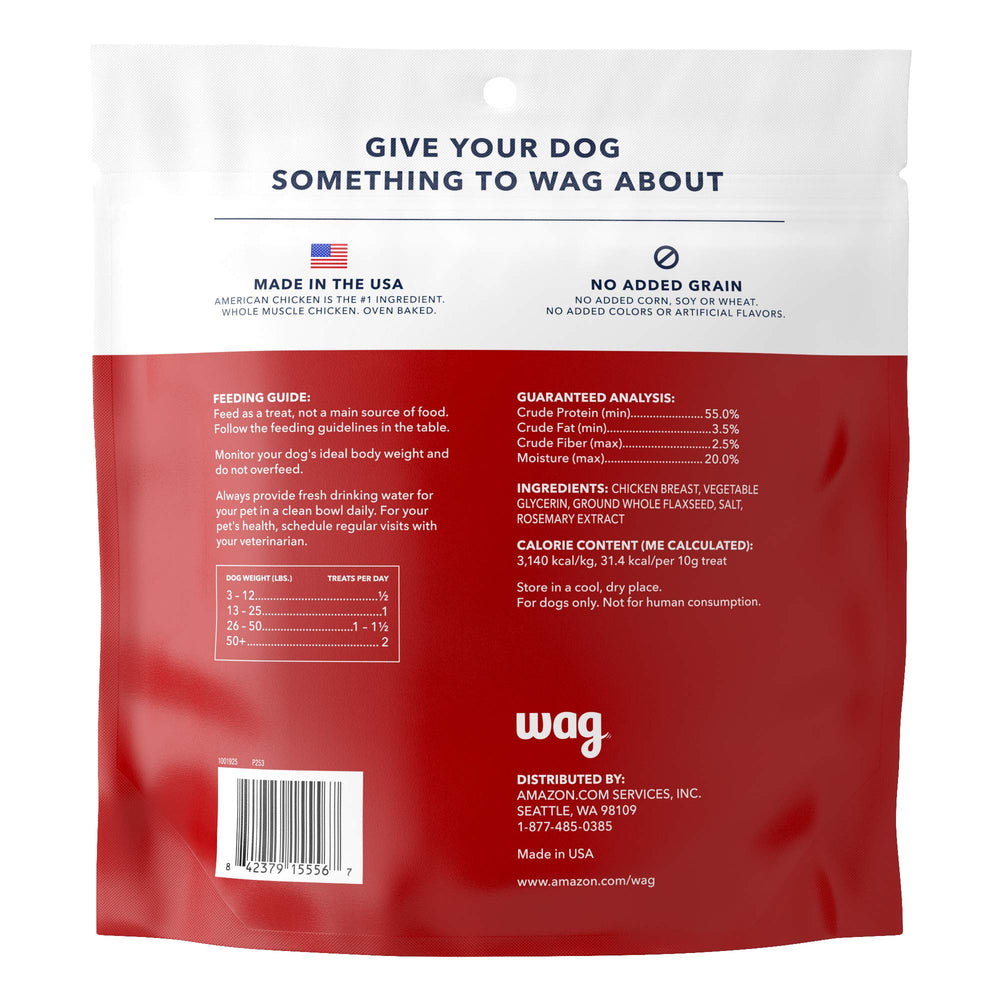 WAG serving idea shows breaking jerky into pieces for treats