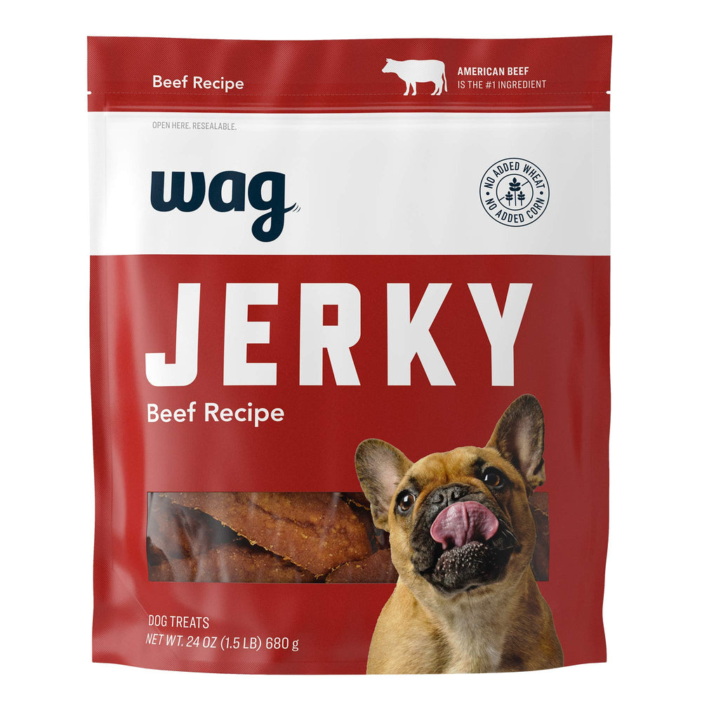 WAG Soft & Tender beef jerky in a 24 oz bag, ideal for rewards.