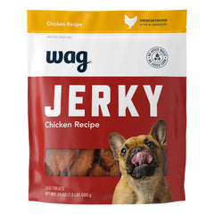 WAG Soft & Tender American Jerky dog treats in a resealable bag